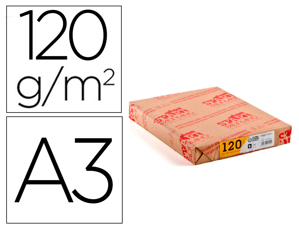 PAPIER DESSIN FABRIANO ST'ART 120G/M2 FORMAT A3 29,7X42CM   250 FEUILLES