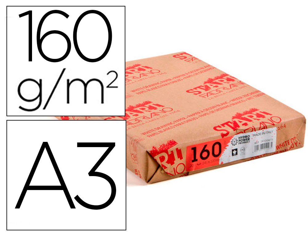 PAPIER DESSIN FABRIANO ST'ART 160G/M2 FORMAT A3 29,7X42CM   200 FEUILLES