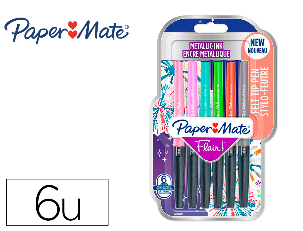 Stylo feutre Papermate Flair pastel écriture moyenne - Blister de