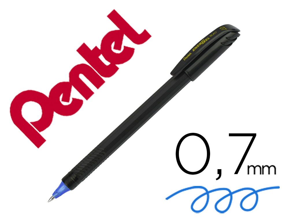 ROLLER PENTEL ENERGEL ECOLOGIQUE ET RECHARGEABLE CAPUCHON   IDEAL GAUCHER POINTE 0,7MM COLORIS NOIR ENCRE BLEUE