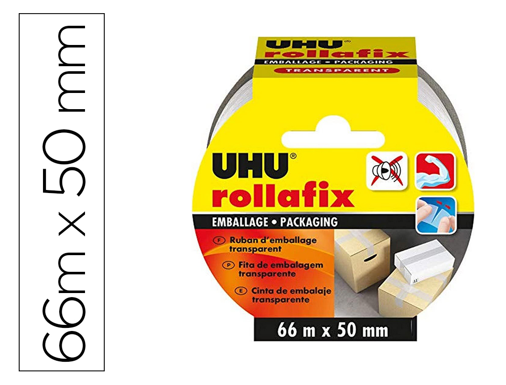 RUBAN EMBALLAGE ROLLAFIX TRANSPARENT 3X66MX50 MM