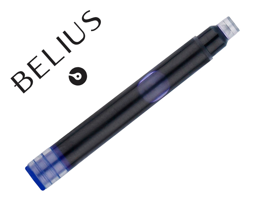 RECHARGE STYLO-PLUME BELIUS ENCRE COLORIS BLEUE BOITE 6 CARTOUCHES