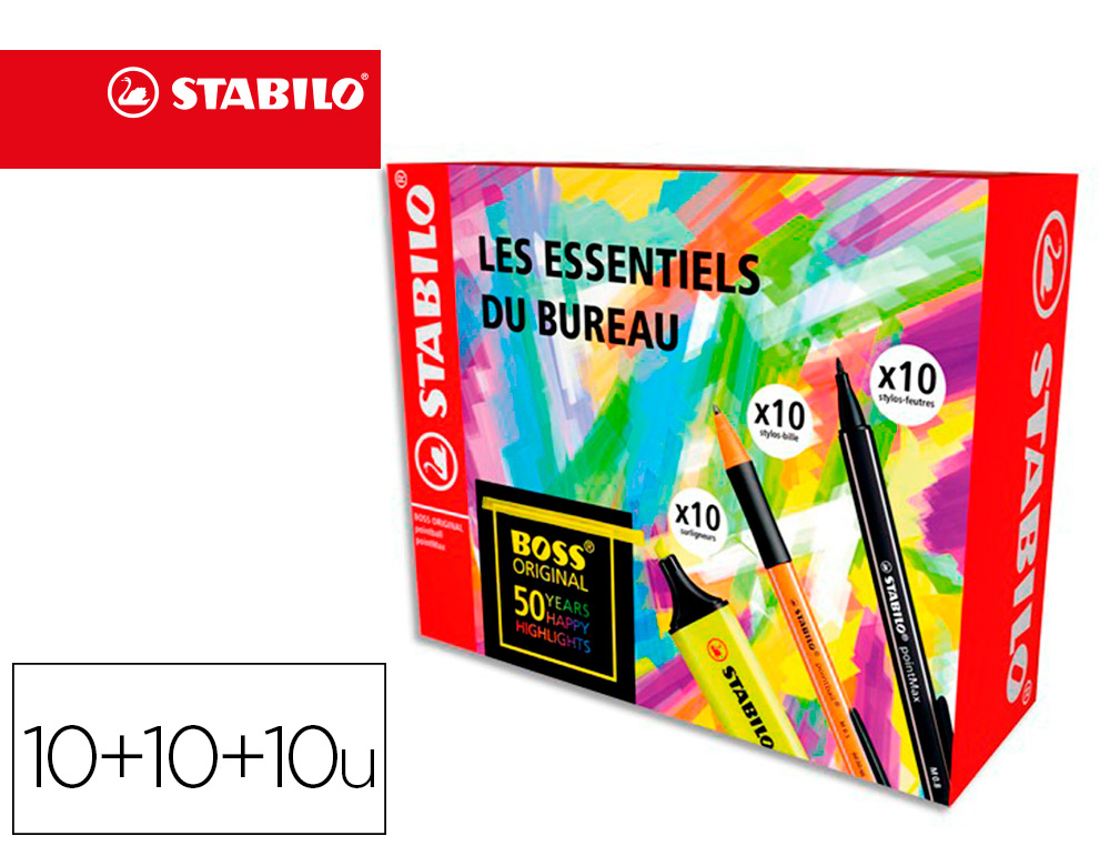 Prink Strasbourg  COFFRET COLORIAGE STABILO POWER 30 PIECES: 10  SURLIGNEURS BOSS ORIGINAL JAUNE + 10 STYLO-BILLES