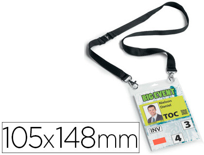 PORTE-BADGE DURABLE A6 LACET DUO KIT VNEMENTIEL PVC TRANSPARENT LACET NOIR