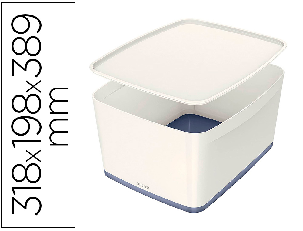 BAC RANGEMENT LEITZ MYBOX FORMAT A4 18L 318X198X385MM   BLANC GRIS