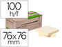 BLOC NOTES Q-CONNECT QUICK NOTES 76X76MM 100F ADHESIVES REPOSITIONABLES COLORIS JAUNE PACK 12 UNITES