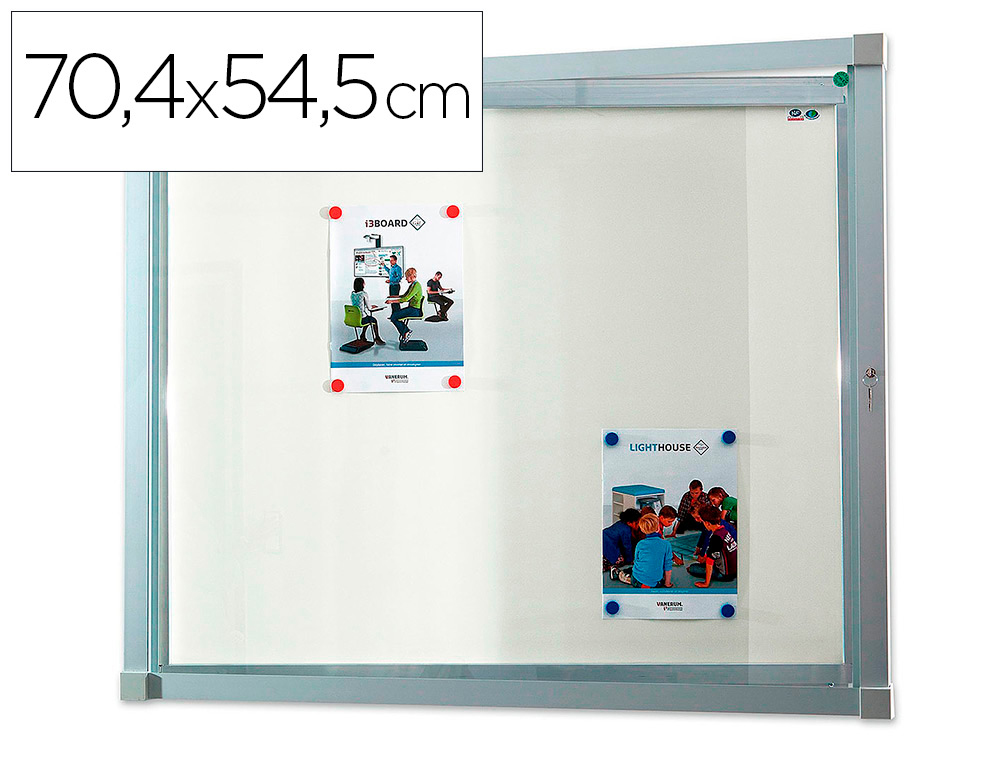 VITRINE AFFICHAGE VANERUM EXTERIEUR FOND METAL GLACE    COULISSANTE 4 FEUILLES