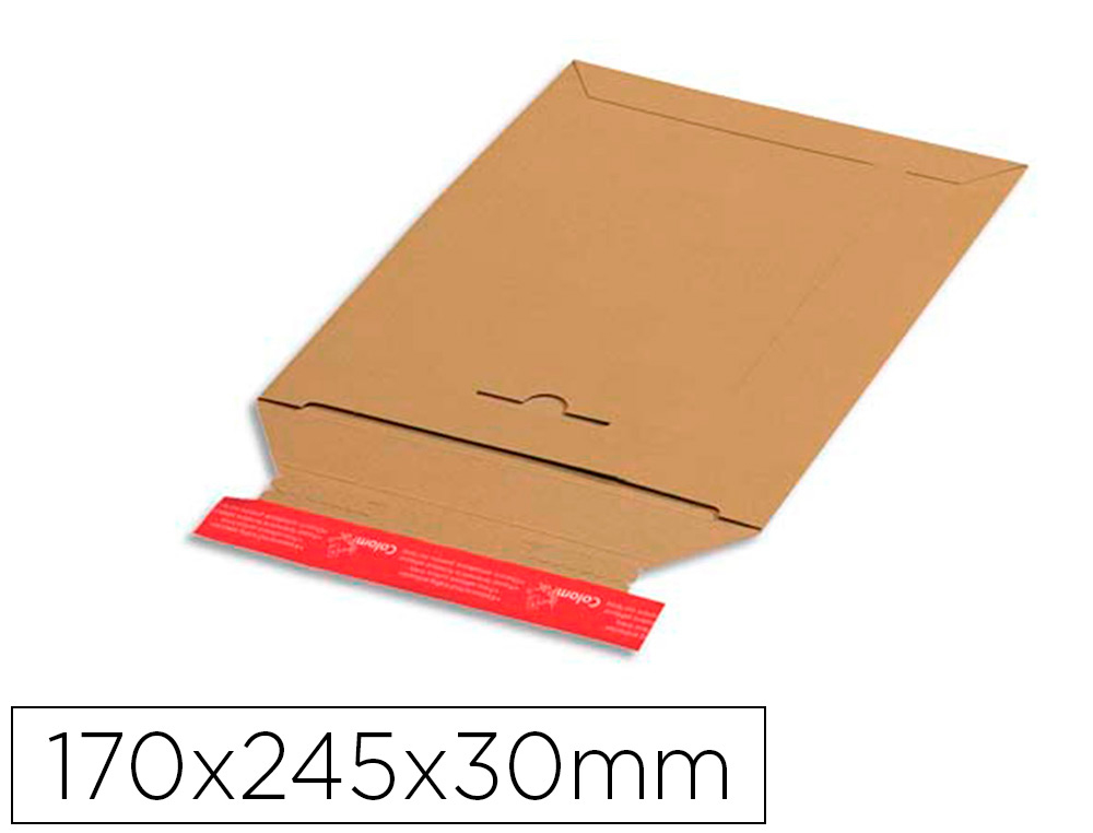 POCHETTE EXPEDITION COLOMPAC CARTON RIGIDE BRUN BANDE      ADHESIVE 170X245X30MM