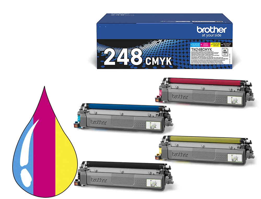 TONER LASER BROTHER TN248VAL PACK COLORIS NOIR JAUNE CYAN  MAGENTA