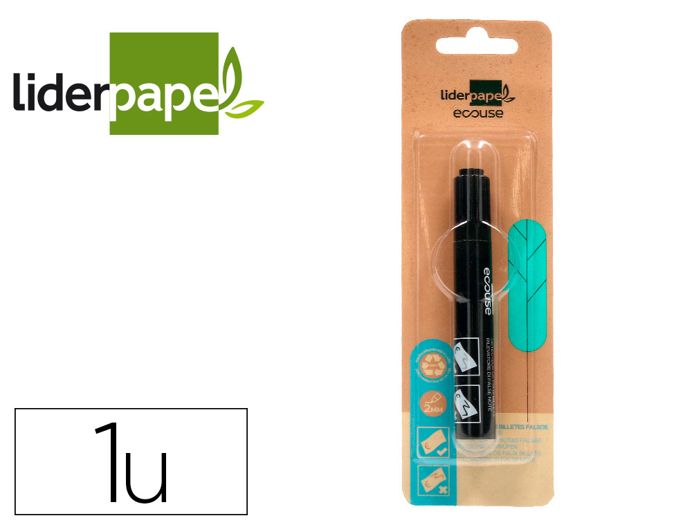 STYLO LIDERPAPEL ECOUSE DETECTEUR FAUX-BILLETS POINTE OGIVE TRACE