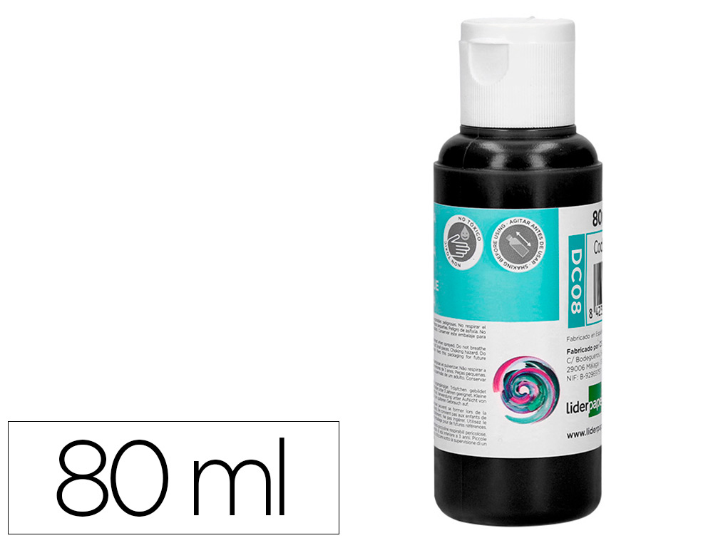 PEINTURE ACRYLIQUE LIDERPAPEL COLORIS NOIR BOUTEILLE 80ML