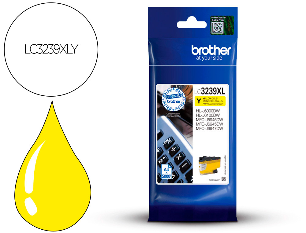 CARTOUCHE BROTHER JET D'ENCRE LC3239Y JAUNE 5000 PAG