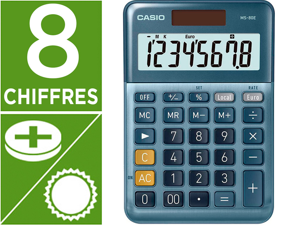 Calculatrice de bureau ms-80e 8 chiffres argent - RETIF