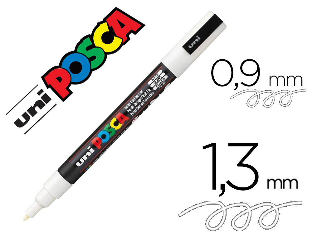 MARQUEUR POSCA CONIQUE POINTE FINE COLORIS BLANC