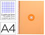 CAHIER SPIRALE ANTARTIK A4 160P 90G COUVERTURE REMBORDEE 5X5MM 4 TROUS 1 BANDE COLORIS JAUNE