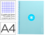 CAHIER SPIRALE ANTARTIK A4 160P 90G COUVERTURE REMBORDEE 5X5MM 4 TROUS 1 BANDE COLORIS BLEU CLAIR