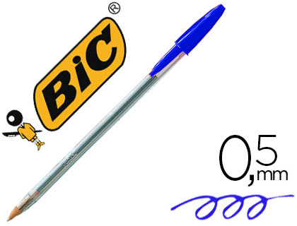 BIC Cristal - 50 Stylos à bille - bleu - 1 mm - pointe moyenne