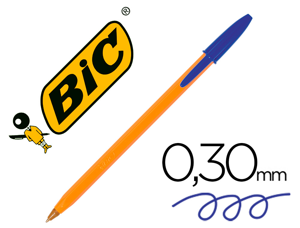 STYLO-BILLE BIC ORANGE CRITURE EXTRA FINE 0.3MM ENCRE CLASSIQUE BILLE INDFORMABLE CAPUCHON COULEUR ENCRE BLEU