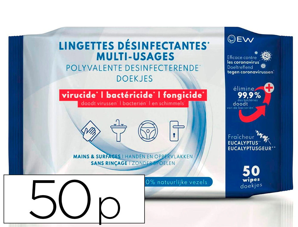 LINGETTES COLDIS NETTOYANTES DESINFECTANTES PARFUMEES      MAINS ET SURFACES  PAQUET DE  50