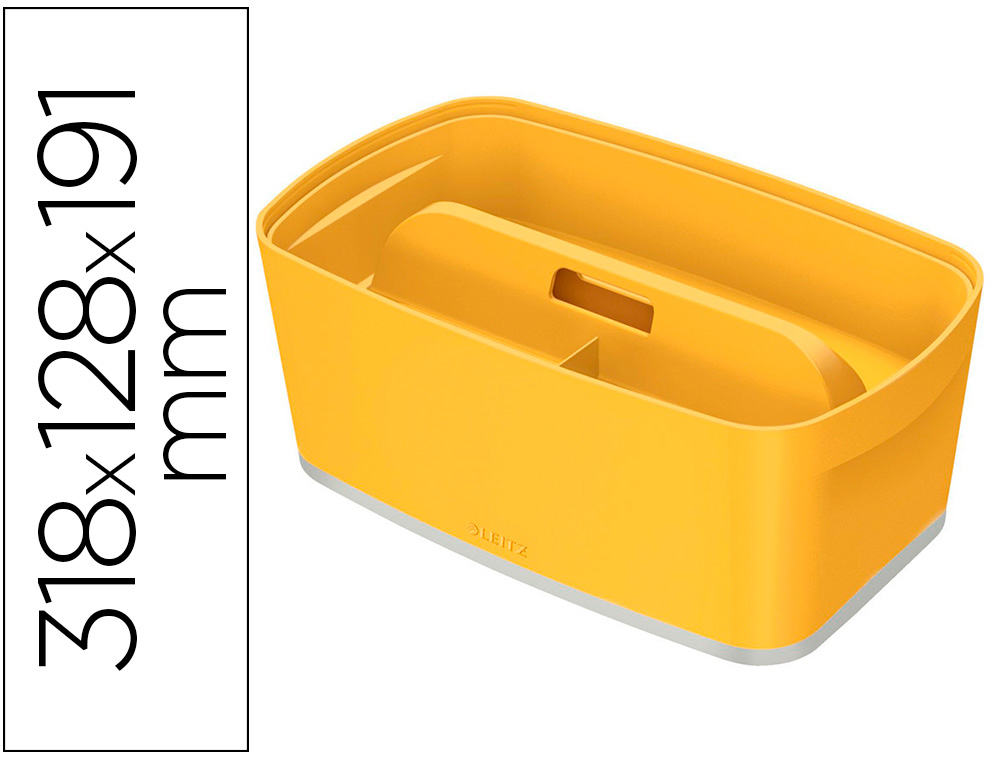 BOITE DE RANGEMENT LEITZ COSY MY BOX PETIT FORMAT AVEC      COUVERCLE + ORGANISATEUR      POIGNEE COLORIS JAUNE