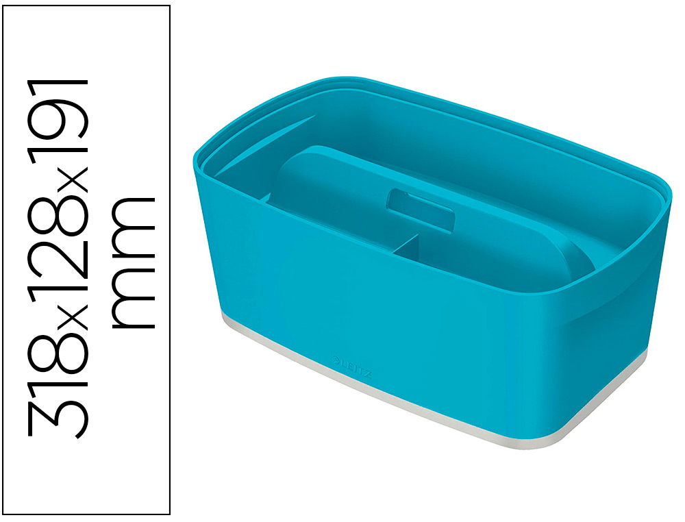 BOITE DE RANGEMENT LEITZ COSY MY BOX PETIT FORMAT AVEC      COUVERCLE + ORGANISATEUR      POIGNEE COLORIS BLEU