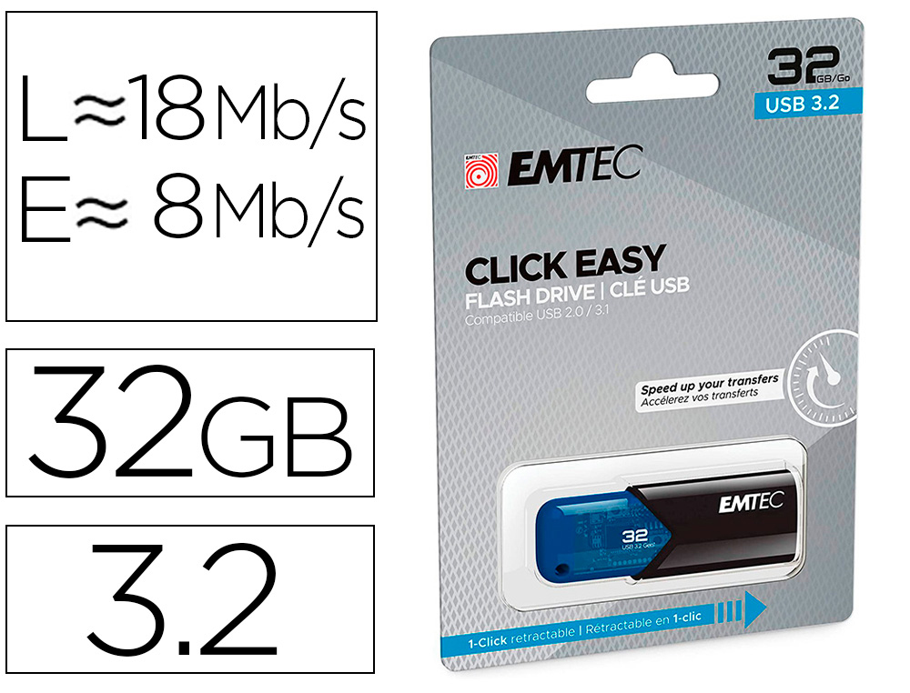 Emtec B110 Click Easy 3.2 - clé USB 256 Go - USB 3.2