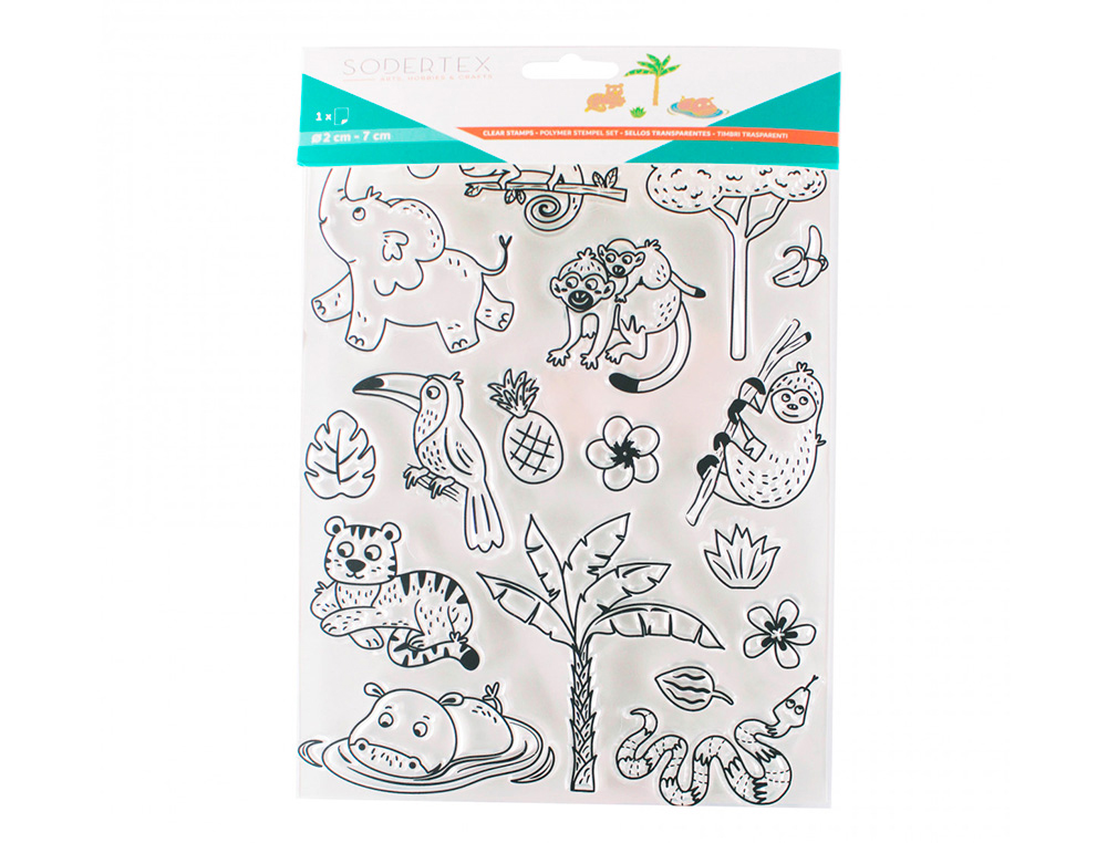 PACK DE TAMPONS SODERTEX TRANSPARENTS JUNGLE -1,5-10   CM - 18 PCS - 1 COLORIS