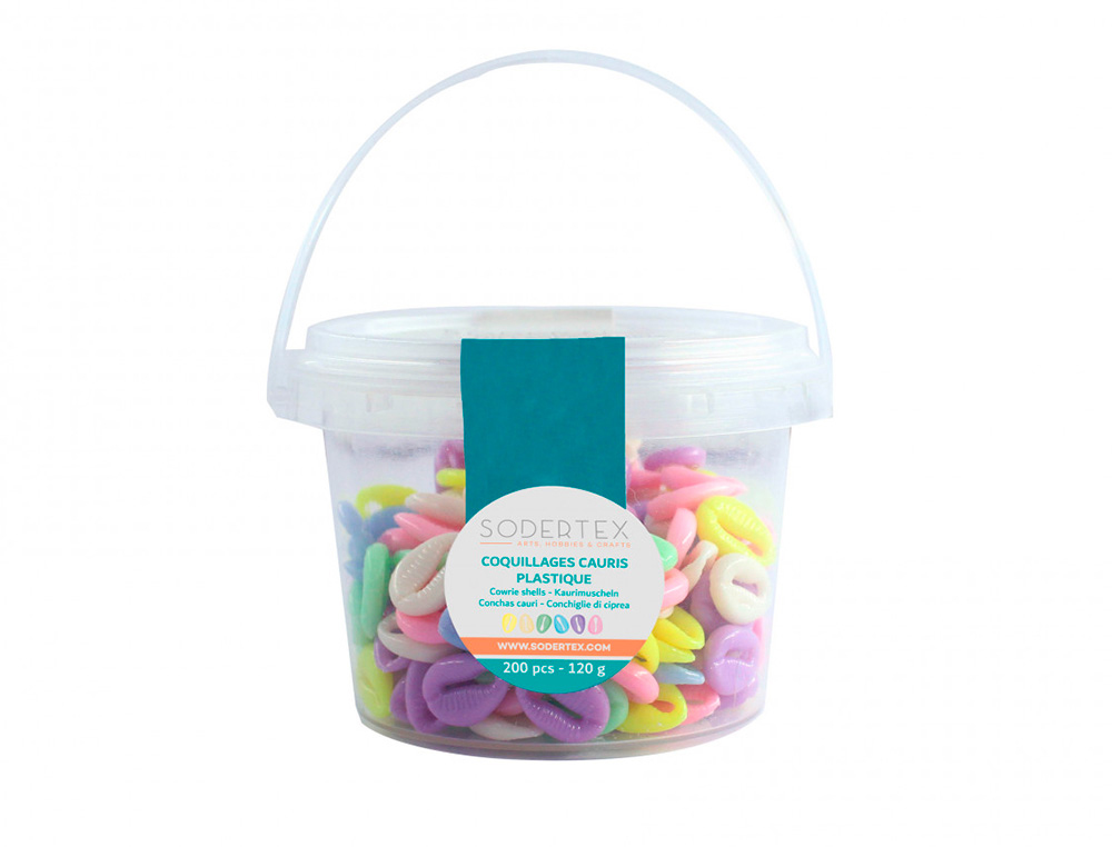 COQUILLAGES SODERTEX CAURIS - 18 MM - 200 PCS - 120 GR - 6  COLORIS