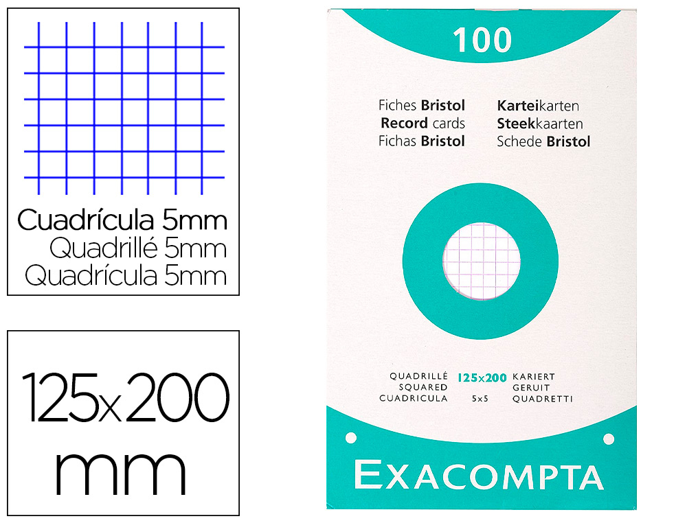 Étui de 100 fiches - bristol ligné non perforé 125x200mm sur