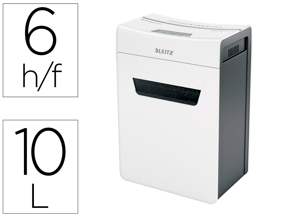 DESTRUCTEUR DE DOCUMENTS LEITZ IQ PROTECT 6 P5 COUPE   MICRO 6F CORBEILLE DE 10L