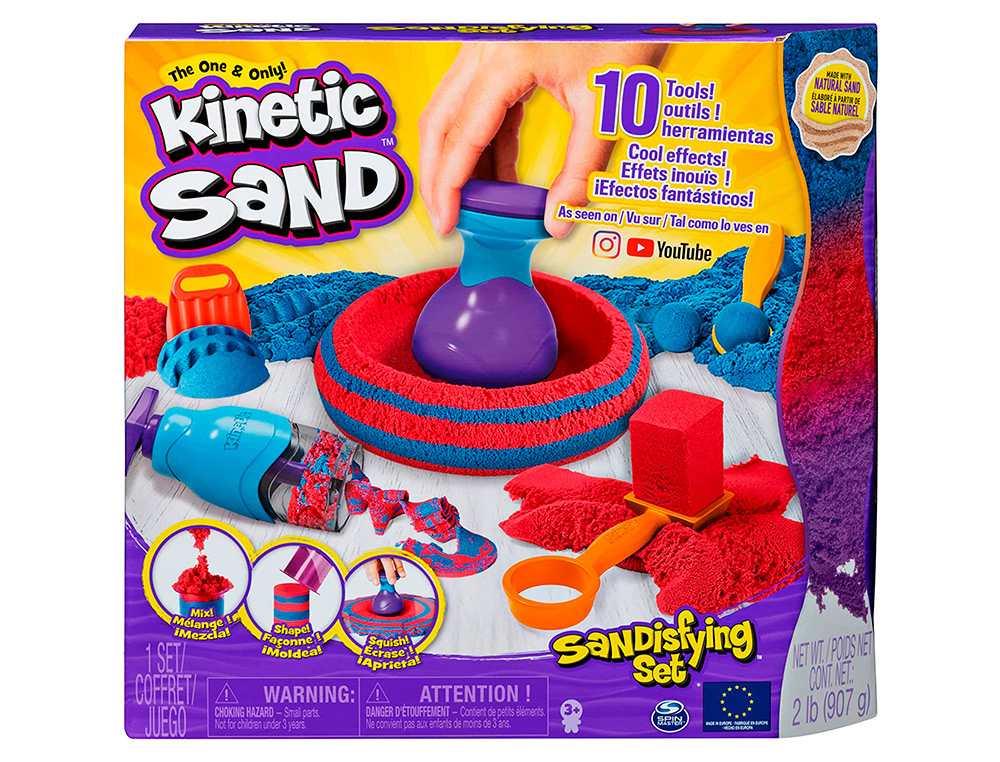 KINETIC SAND SABLE MAGIQUE - ULTIMATE SANDISFYING SET 907 G + 10 MOULES -  Créez Différentes Formes Hypnotisantes