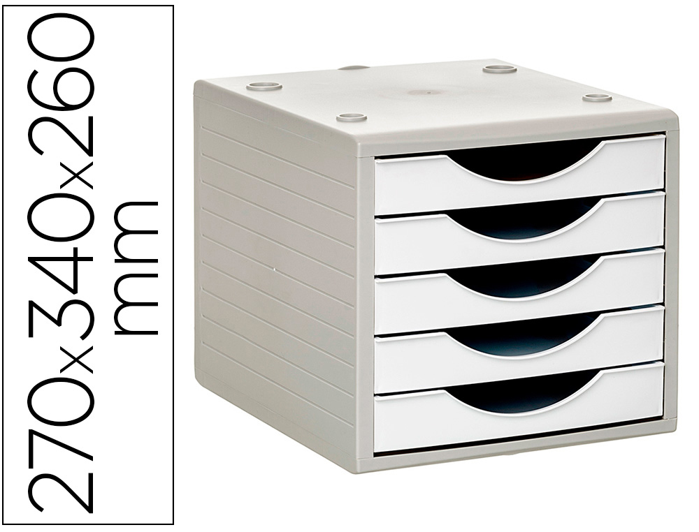 MODULE DE CLASSMENT Q-CONNECT 5 TIROIRS COLORIS BLANC       OPAQUE 270X340X260 MM