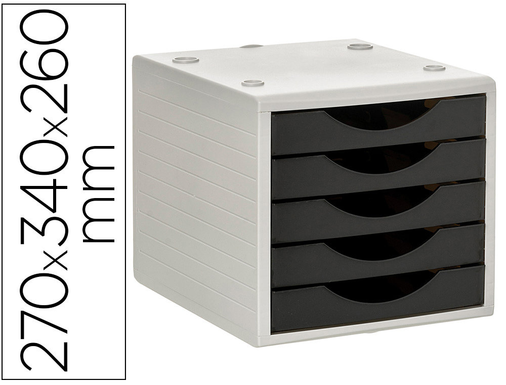 MODULE DE CLASSMENT Q-CONNECT 5 TIROIRS COLORIS NOIR OPAQUE 270X340X260 MM