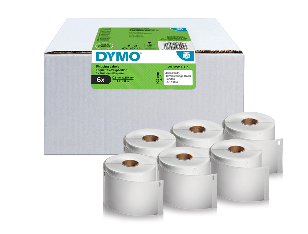 ETIQUETTES POUR IMPRIMANTE DYMO LW LABELWRITER BOITE 6ROULEAUX TAILLE ETIQUETTE 102X210MM 140U DHL