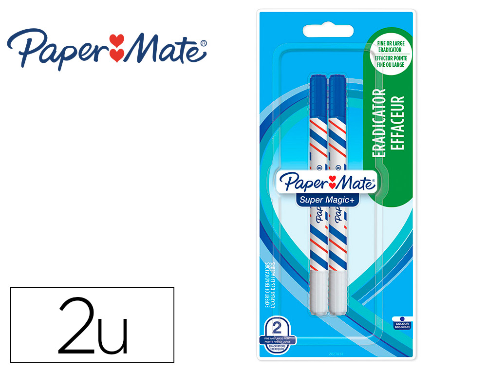 EFFACEUR REECRIVEUR PAPER MATE POINTE BLANCHE POUR      EFFACER / POINTE FINE POUR    REECRIRE BLISTER 2 UNITES