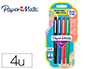 FEUTRE ECRITURE PAPER MATE FLAIR ORIGINAL  POINTE        MOYENNE 0,7MM ENCRES          ASSORTIES ESTANDAR BLISTER 4