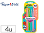 FEUTRE ECRITURE PAPER MATE FLAIR ORIGINAL  POINTE        MOYENNE 0,7MM ENCRES          ASSORTIES FUN BLISTER 4