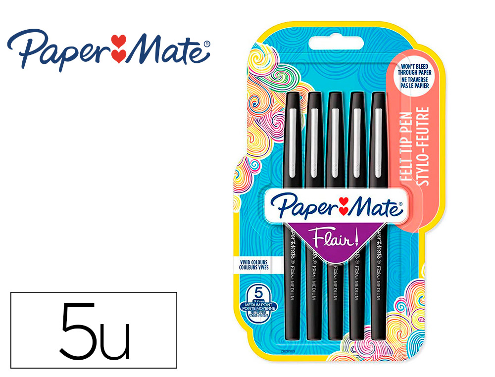 Stylo feutre Papermate Flair pastel écriture moyenne - Blister de 6 sur