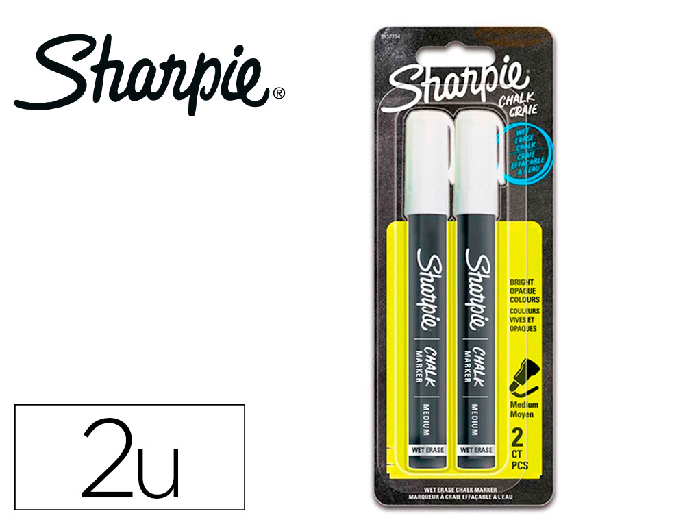 MARQUEURS CRAIE SHARPIE CHALK POINTE MEDIUM OGIVE BLISTER 2 COLORIS BLANC