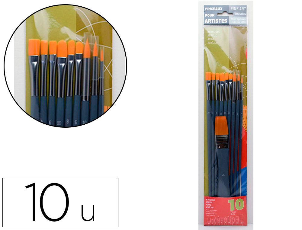 ETUI DE 10 PINCEAUX MAX SAUER ACRYLIQUE ASSORTIMENT