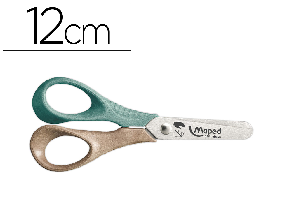 CISEAUX MAPED VIVO PLANTE LAMES ACIER ANNEAUX EN BOIS GAUCHER 12CM