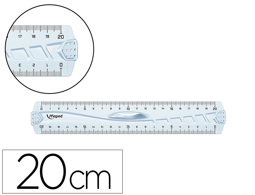 MAPED Kit de Traçage 4 Pièces avec Règle 30cm, Rapporteur 180