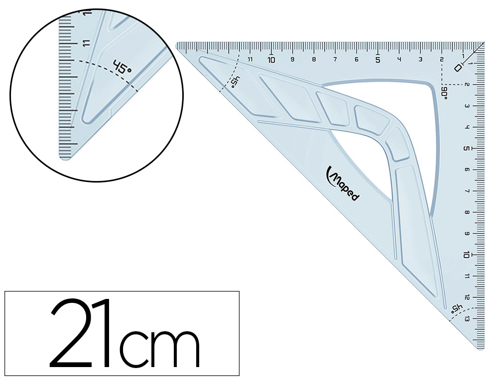 EQUERRE MAPED GEOMETRIQUE EN PLASTIQUE RECICLE 45 HYPOTENUSE 21CM