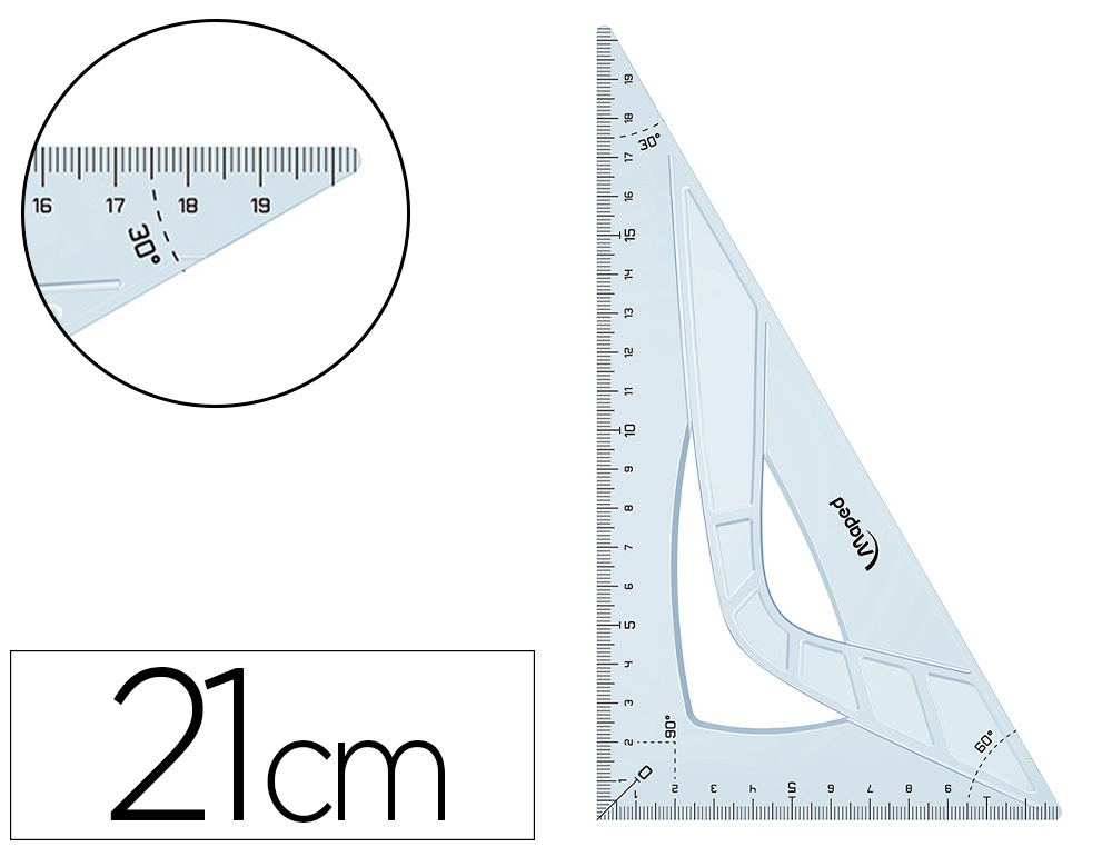 CBI DIFFUSION  EQUERRE MAPED GEOMETRIQUE EN PLASTIQUE RECICLE 60  HYPOTENUSE 21CM