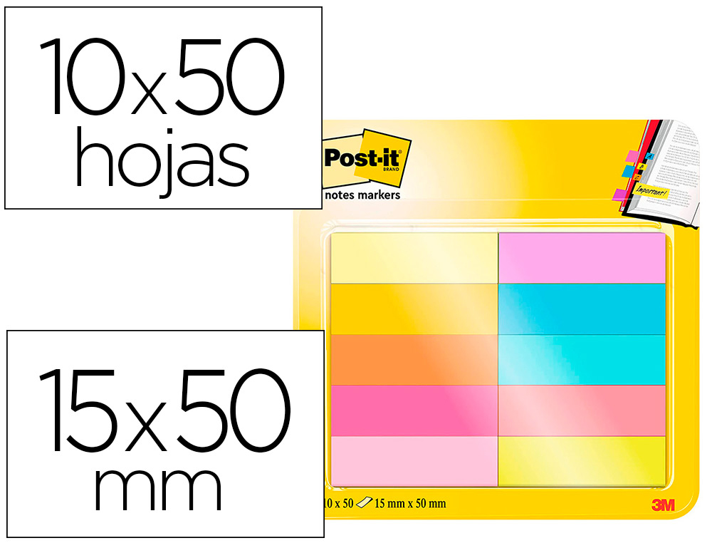 Marque-pages Post-it ®en papier - 10 blocs de 50 feuilles - Notes  repositionnables - Post-it - Carnets - Blocs notes - Répertoires