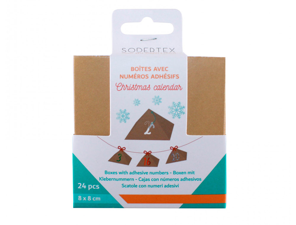 CALENDRIER DE L'ADVENT SODERTEX 24 BOITES            TRIANGULAIRES CARTONNEES A    CONSTRUIR ET PERSONNALISER +