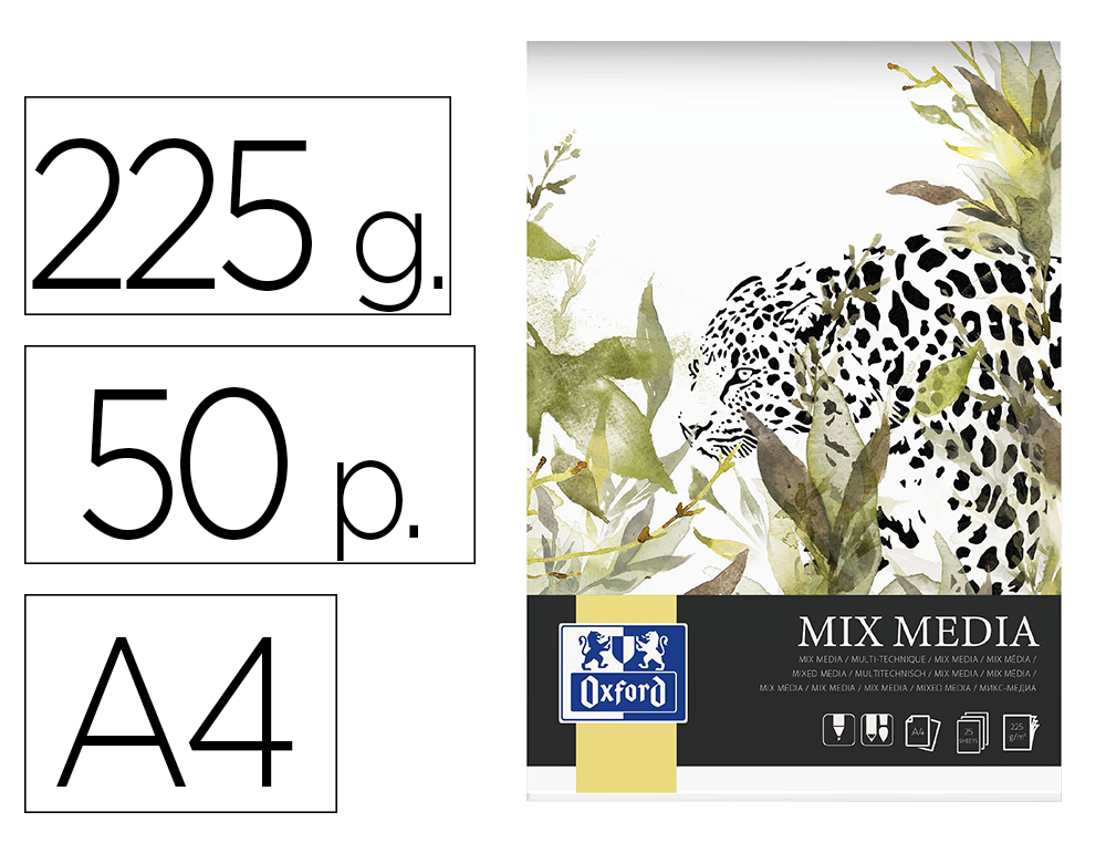 BLOC MIXMEDIA OXFORD ENDOSSE FEUILLES DETACHABLES A4 50    PAGES 225G