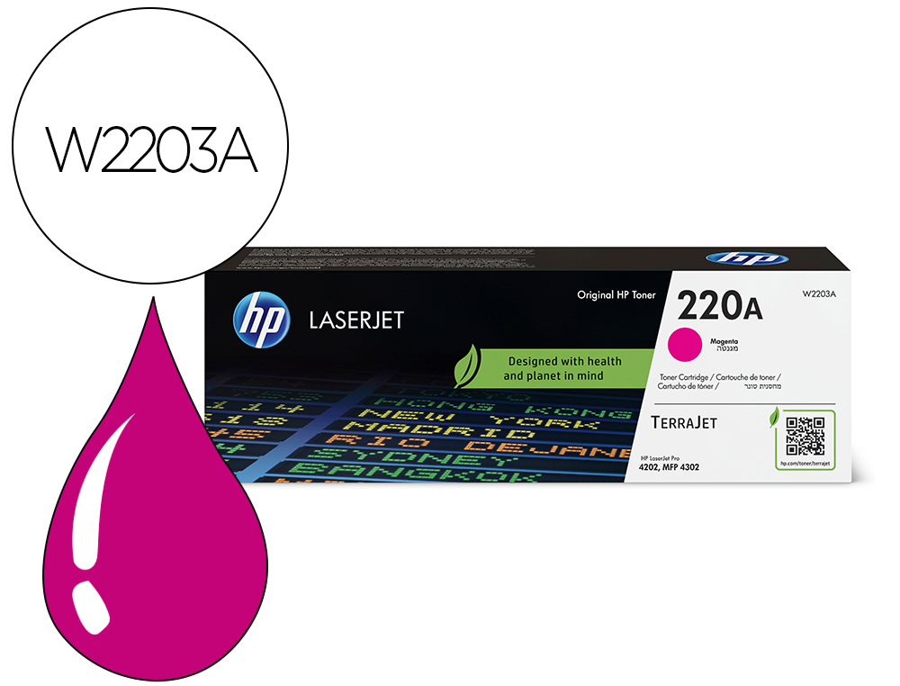TONER HP ORIGINAL W2203A 220A 1800P COLORIS MAGENTA