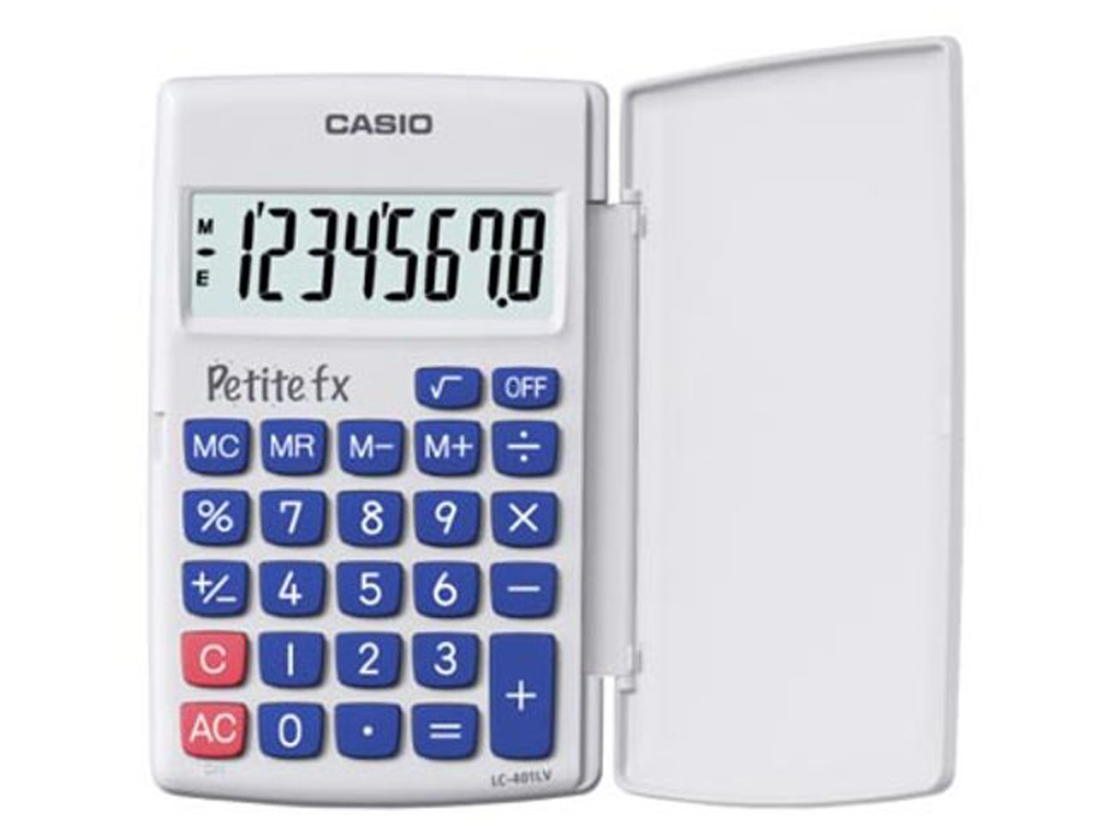 CALCULATRICE CASIO PETITE FX 8 CHIFFRES AVEC COUVERCLE 70G COLORIS BLANC