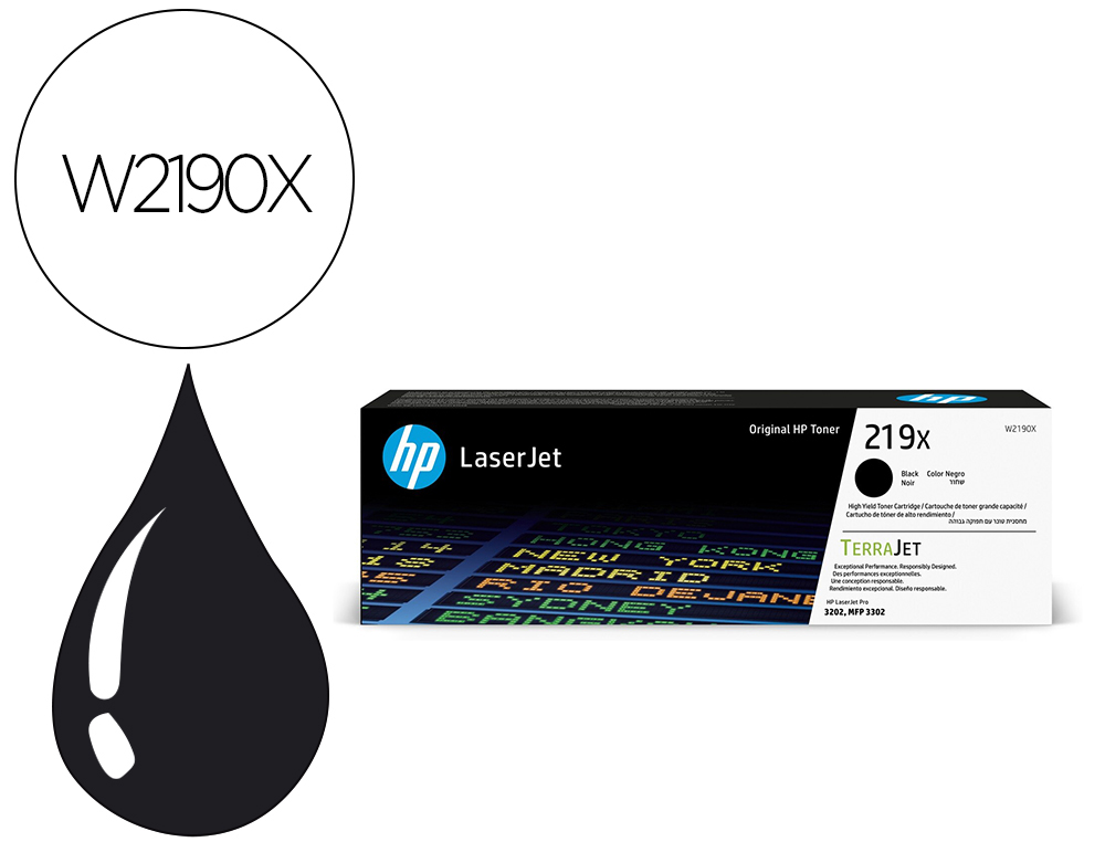 TONER HP ORIGINAL W2190X 219X HAUTE CAPACITE 3200P COLORIS  NOIR